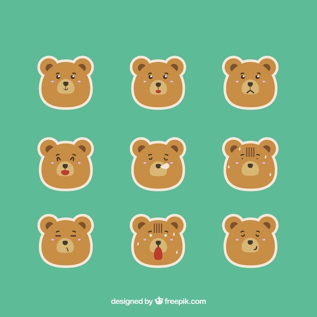 Vetor fantastic urso emoji adesivos