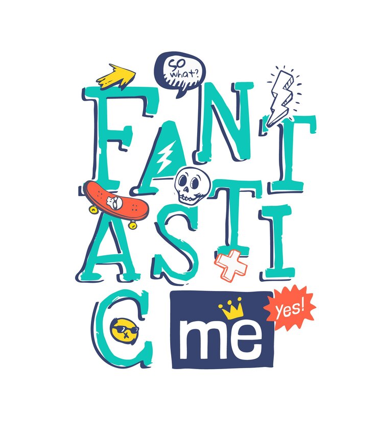 Vetor fantástico slogan com ilustração do ícone dos desenhos animados para menino imprimir