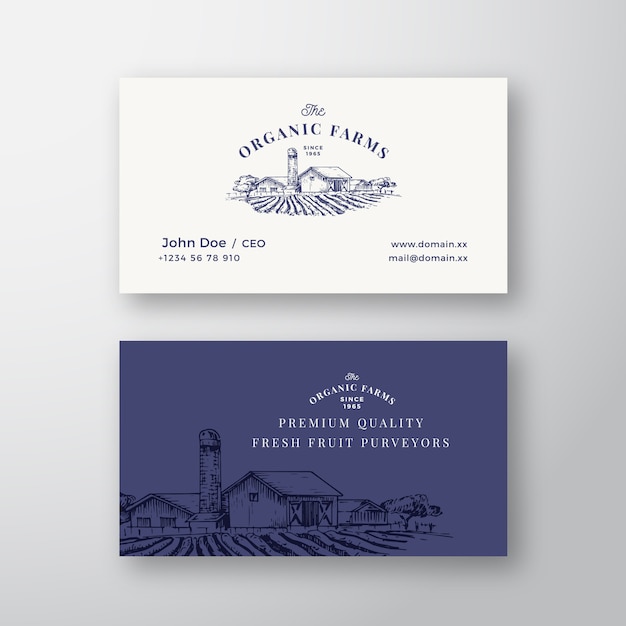 Vetor farm landscape abstract vintage logo and business card