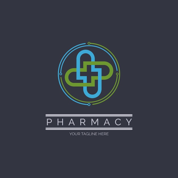 Vetor farmácia hospitalar cruzar design de modelo de logotipo moderno para marca ou empresa e outros