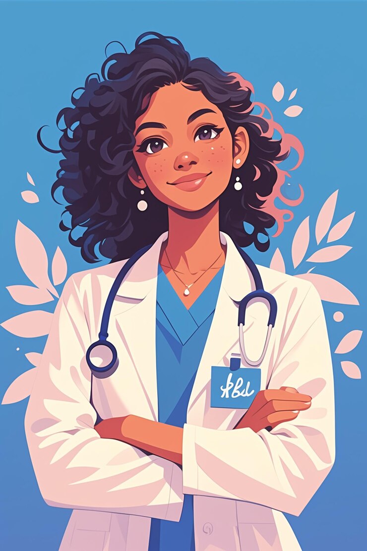 Vetor farmacista afro-americana de vinte e poucos anos aconselhando um cliente