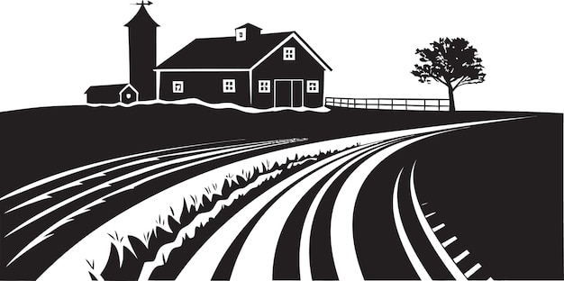 Vetor farmstead vista vector farmhouse logo homestead sanctuary ícone preto para fazendas