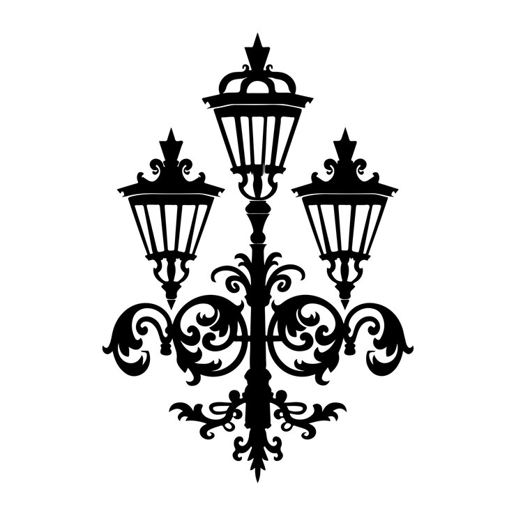 Vetor farol vintage isolado lâmpada de jardim vintage ilustração vetorial de luz de rua em silhueta