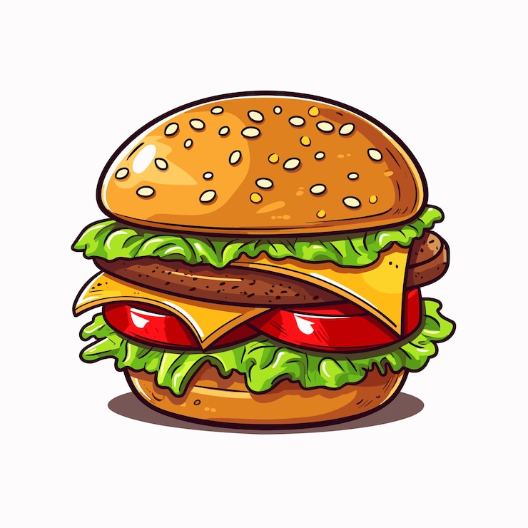 Vetor fast food de hambúrguer fresco com menu de fast food de carne e queijo ilustração