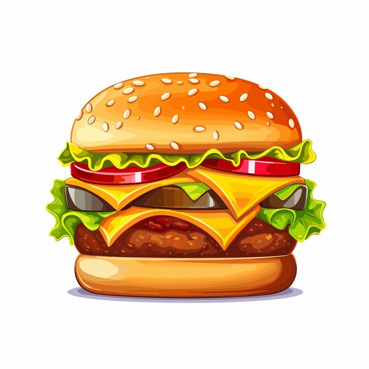 Vetor fast food de hambúrguer fresco com menu de fast food de carne e queijo ilustração