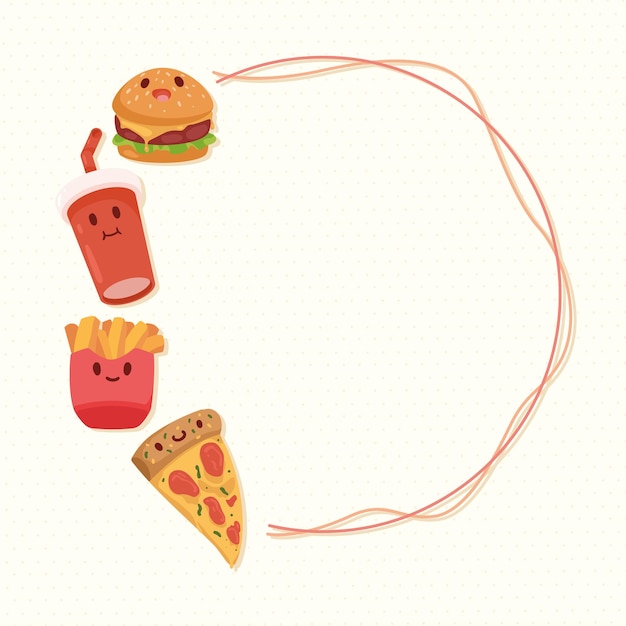 Fast food em torno de kawaii