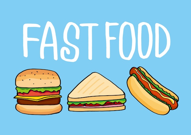 Fast food, ícones de vetor de comida