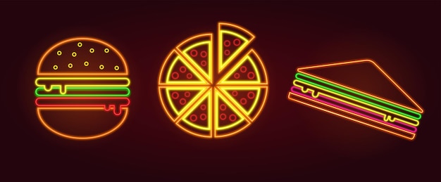 Fastfood definido em estilo neon.