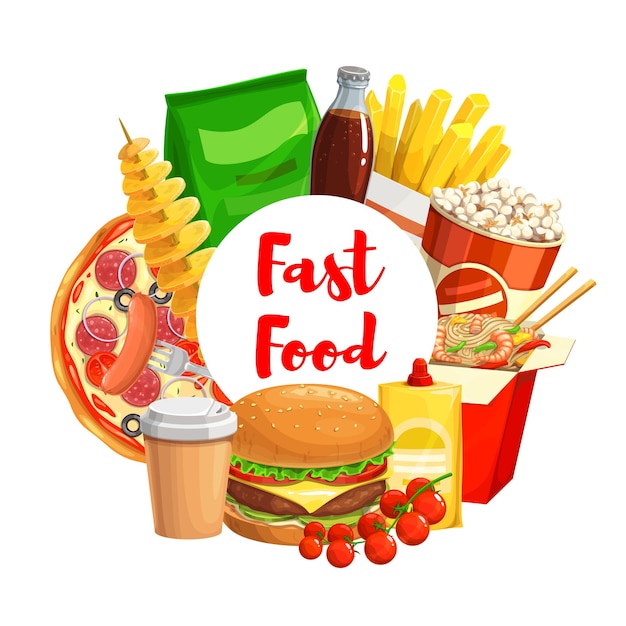 Vetor fastfood takeaway junk food e bebidas