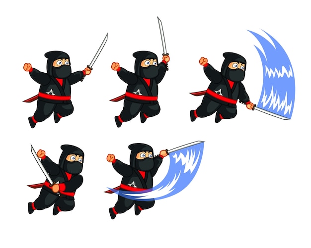 personagem de desenho animado ninja em várias poses 7619513 Vetor no  Vecteezy