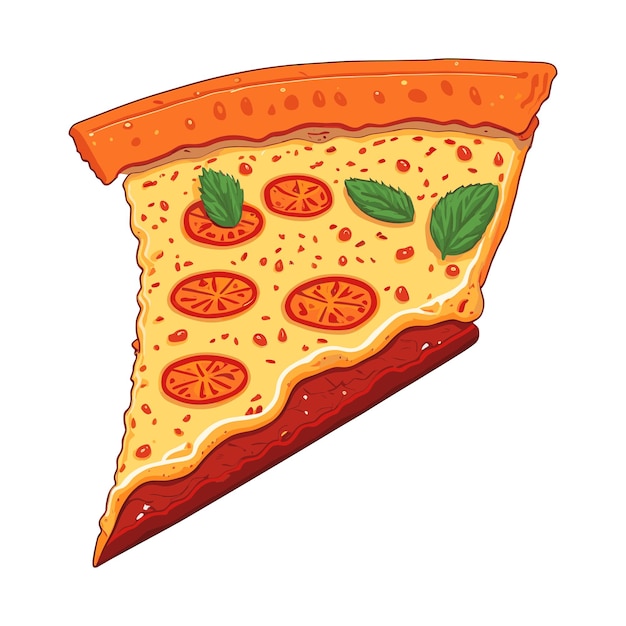 Vetor fatia apetitosa de ilustração de arte vetorial de desenhos animados de pizza vetor isolado de conceito de fast food