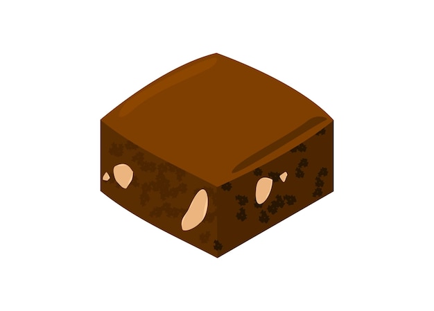 Fatia de brownies de chocolate Ilustração plana simples em vista isométrica