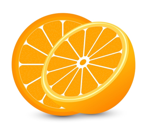 Fatia de fruta laranja fresca isolada no fundo branco vector design de frutas