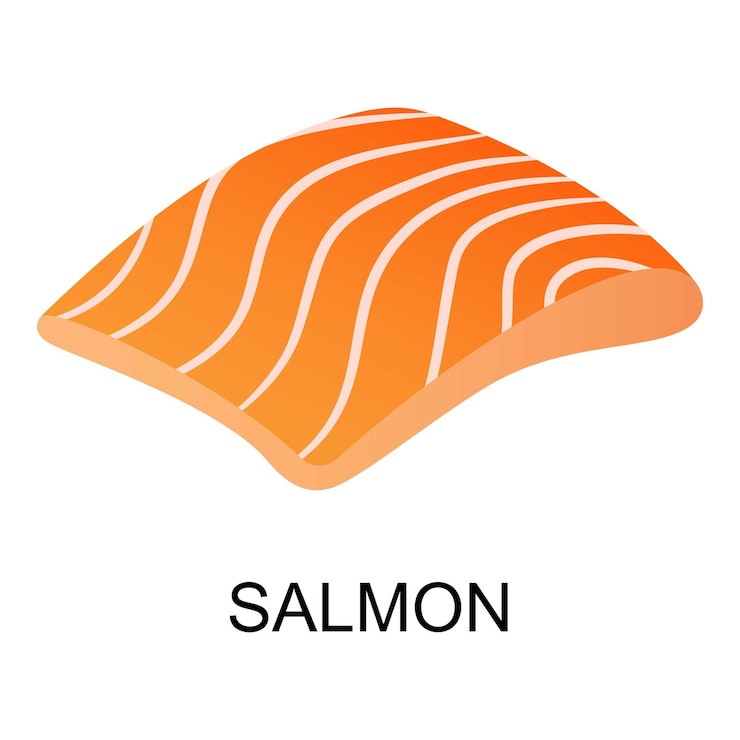 Vetor fatia de ícone de salmão isométrico de fatia de ícone vetorial de salmão para web design isolado em fundo branco