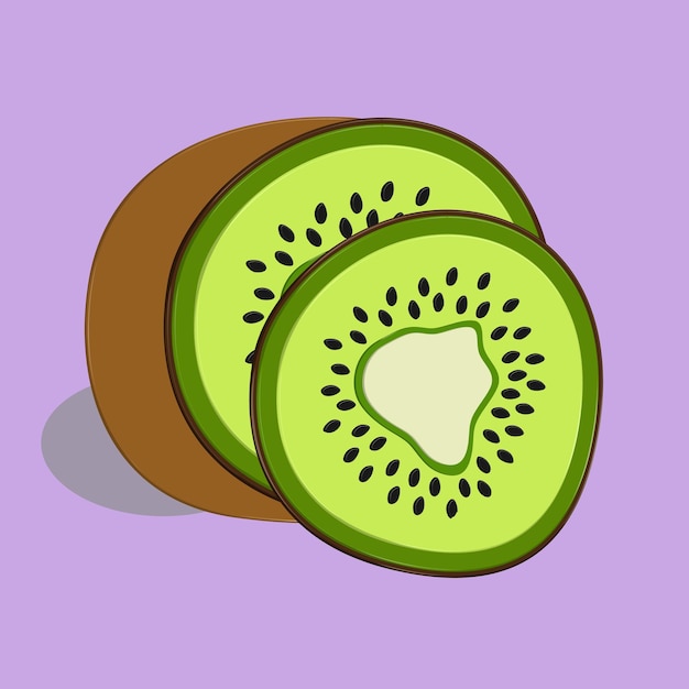 Fatia de ilustração vetorial de desenho animado de ícone de fruta kiwi