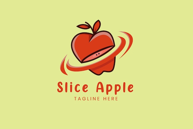 Fatia de modelo de logotipo moderno de frutas de maçã