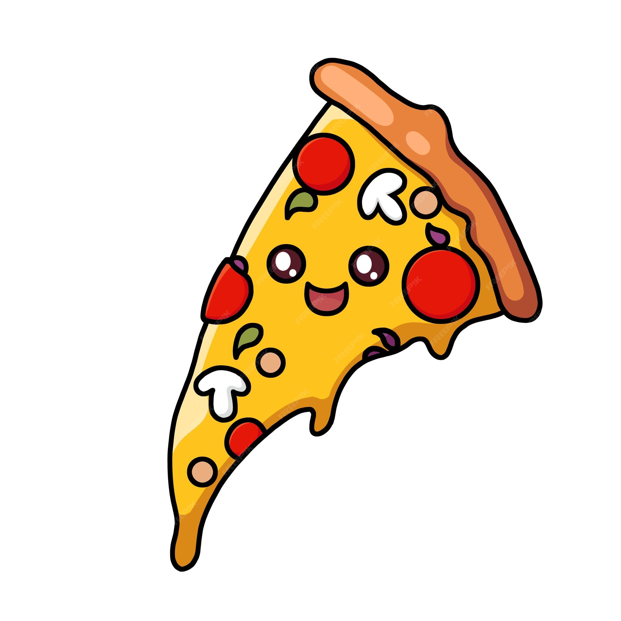 Como desenhar FATIA DE PIZZA fofo, desenhos kawaii fáceis, como