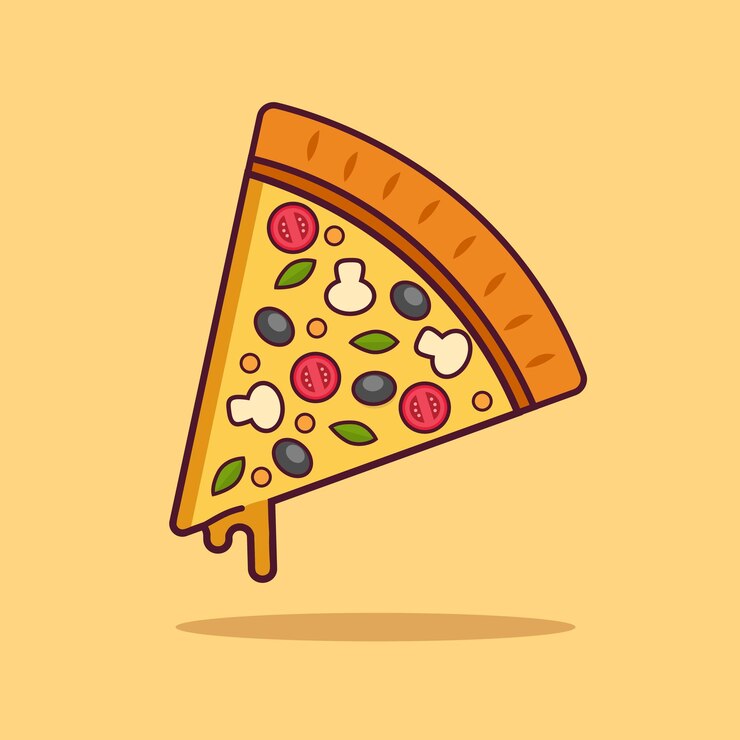 Vetor fatia de pizza isolada. pizza em estilo cartoon. comida italiana.