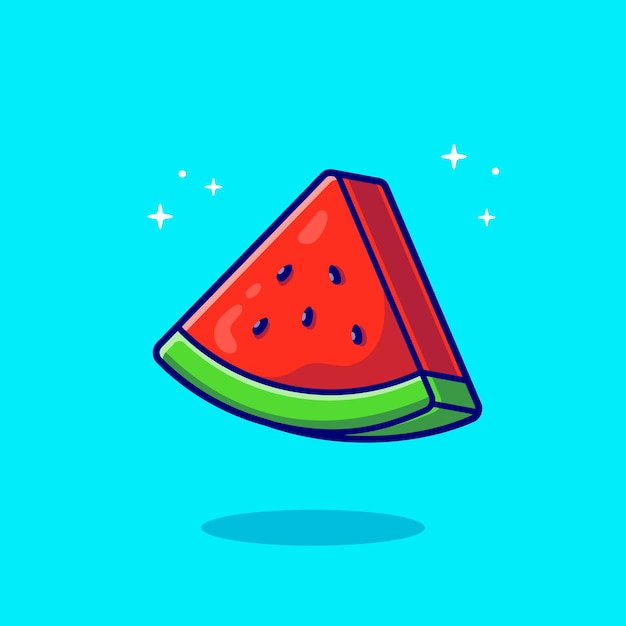 Vetor fatias de ilustração de ícone de vetor de desenhos animados de melancia. conceito de ícone de fruta alimentar. estilo flat cartoon