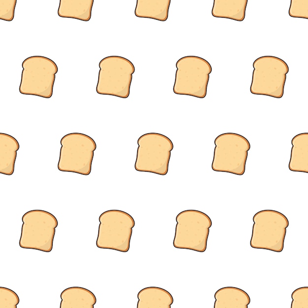Fatias de pão torrado padrão sem emenda em um fundo branco. ilustração em vetor tema pastelaria de padaria