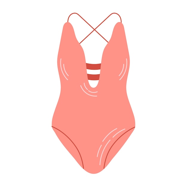 Fato de banho rosa feminino Cor ilustração vetorial isolada no fundo branco