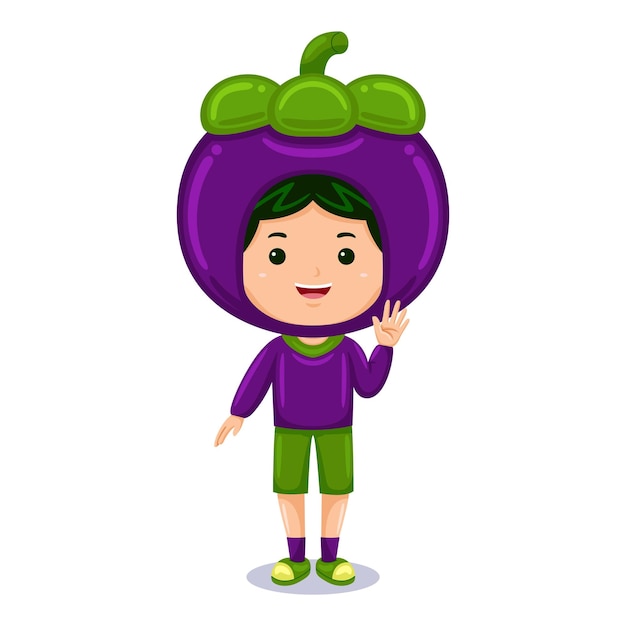 Fato de personagem de mangostão para menino