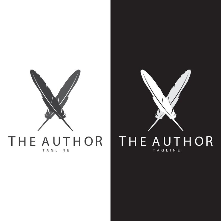Vetor feather silhouette logo author design luxury simple elegant vector illustration template