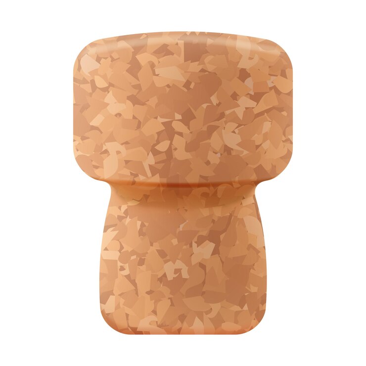 Vetor fecho de champanhe de cortiça realista com textura isolada em fundo branco