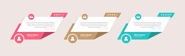 Feedback do cliente com estilo abstrato ou design de cartão de comentários do cliente para elemento da web