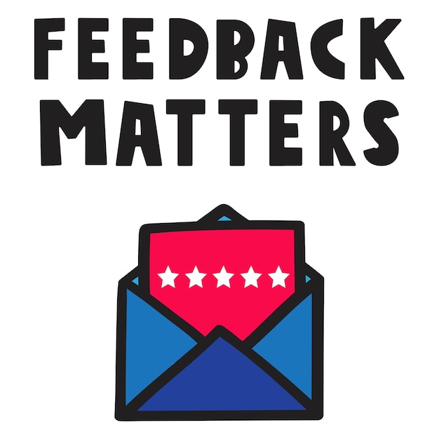 Feedback importa Envelope aberto com classificação de 5 estrelas Design plano Ilustração em fundo branco