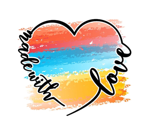 feito com amor sublimação t shirt design gráfico vetorial