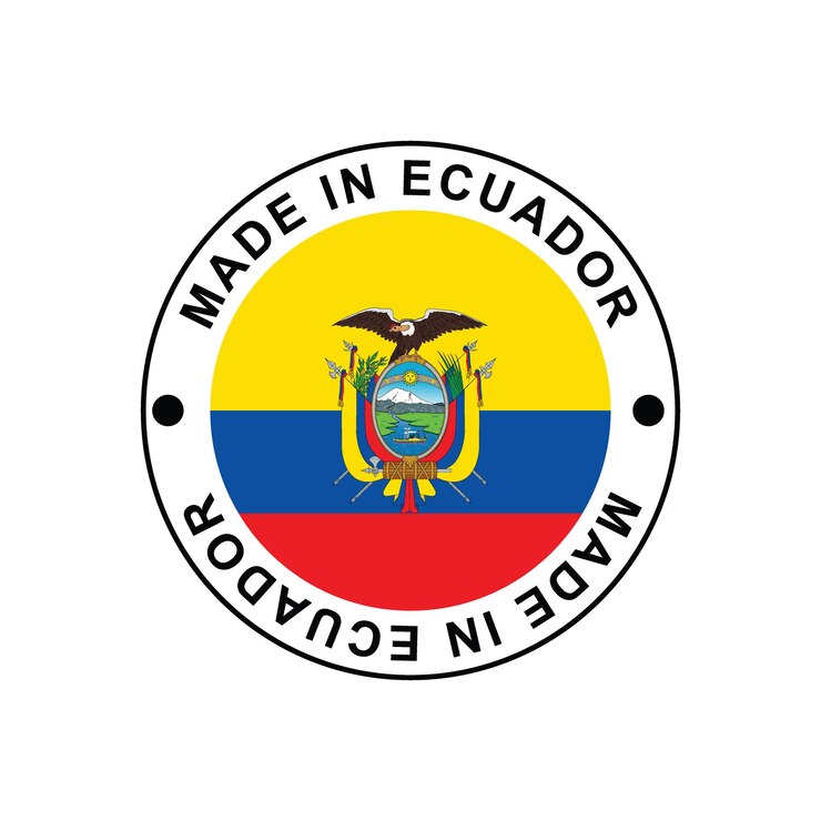 Vetor feito em equador selo circular com bandeira em ilustração vetorial de fundo branco