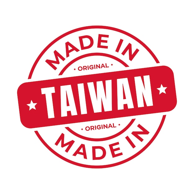 Feito em taiwan carimbo logotipo ícone símbolo design selo produto nacional original distintivo vetor