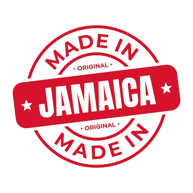 Vetor feito na jamaica carimbo logo ícone símbolo design selo nacional produto original distintivo vetor