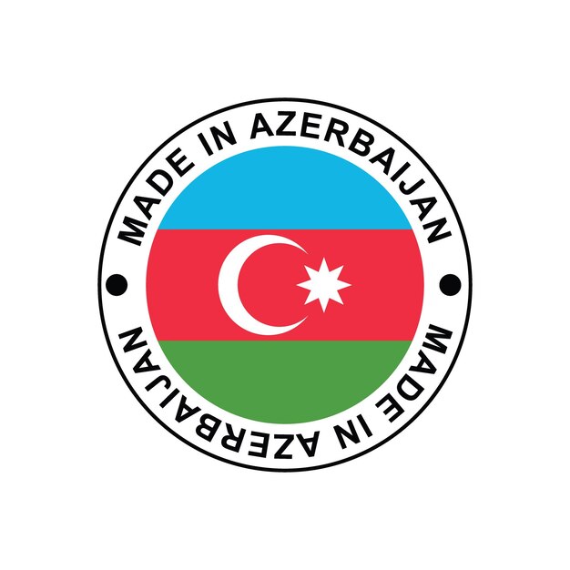 Feito no Azerbaijão selo circular com bandeira em fundo branco vetor Template