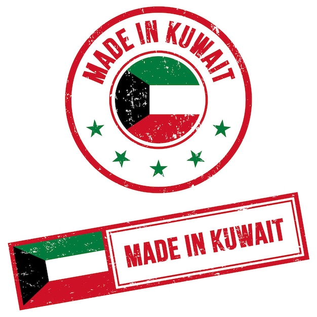 Feito no kuwait, sinal de selo em estilo grunge.