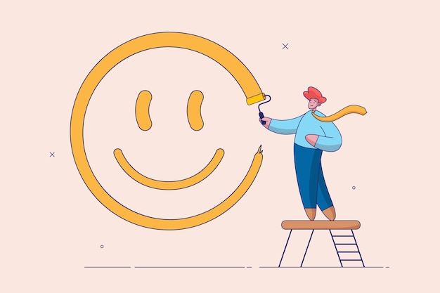 Felicidade e pensamento positivo otimismo ou motivação para viver uma vida feliz conceito menino feliz