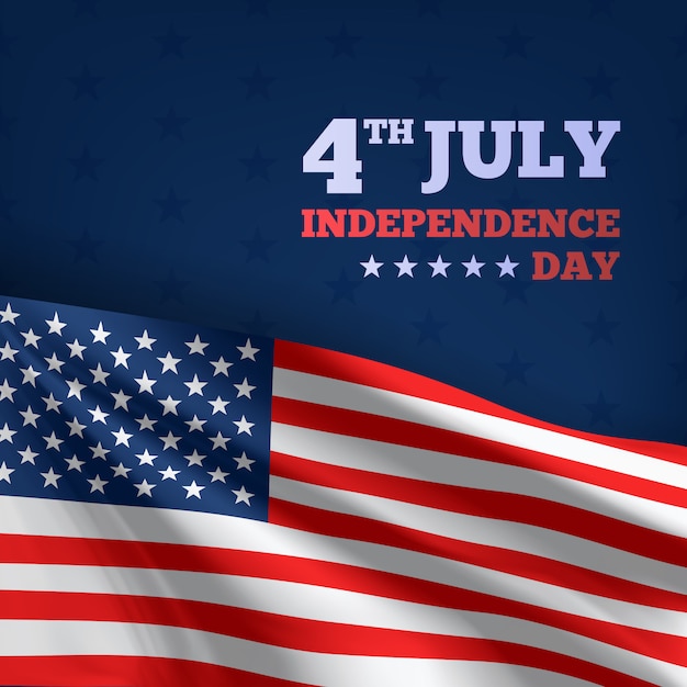 Feliz 4 de julho dia da independência dos eua, bandeiras de vetor de publicidade têxtil 3d