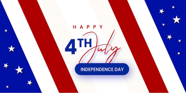 Feliz 4 de julho dia da independência dos eua banner de cartaz vermelho azul branco vetor grátis