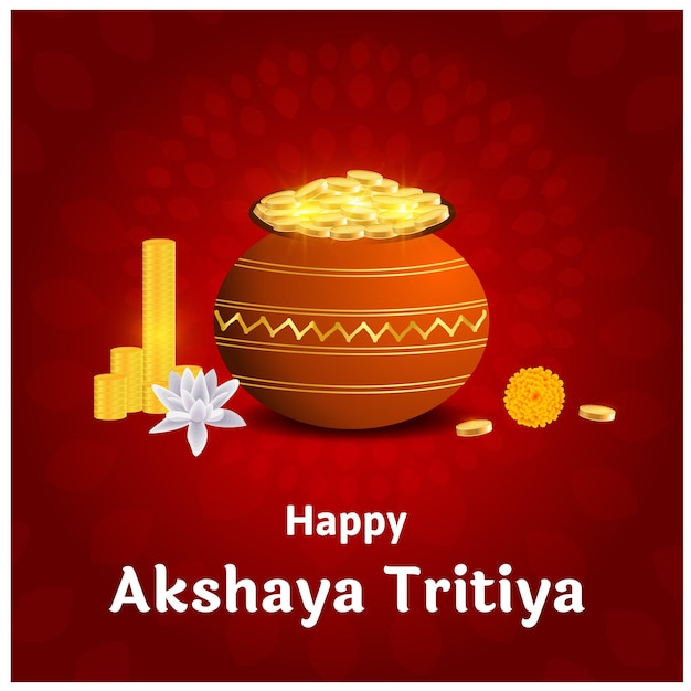 Feliz Akshaya Tritiya Indiano Festival Hindu Celebração Vector Design