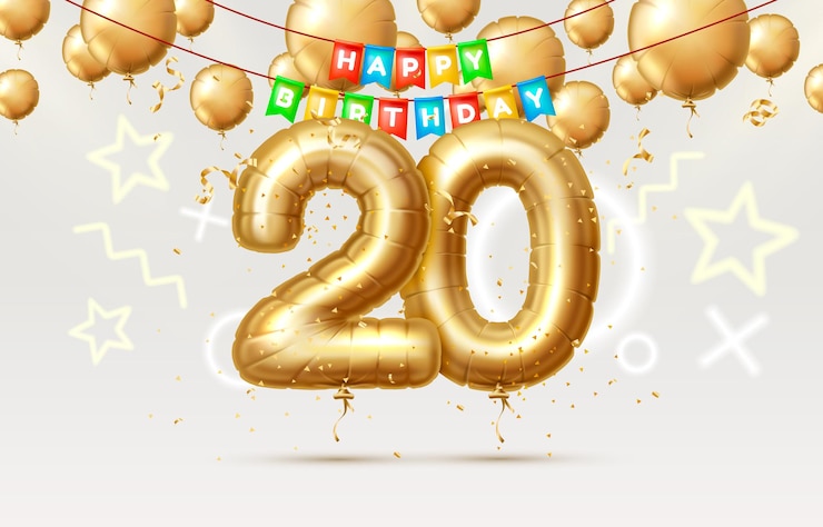 Vetor feliz aniversário anos aniversário da pessoa balões de aniversário na forma de números do ano ...