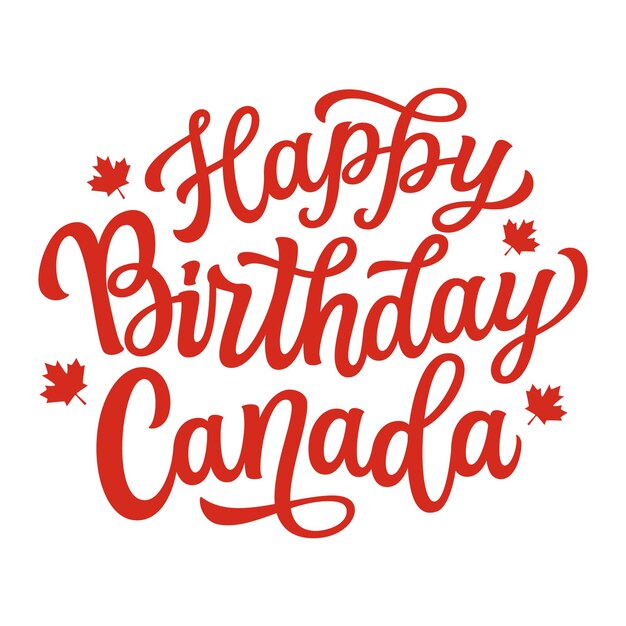 Feliz aniversário Canadá Letras à mão