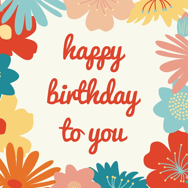 feliz aniversário cartão floral