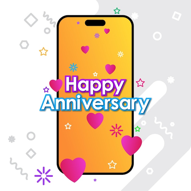 Vetor feliz aniversário desejado por um postdesign de ilustração de telefone celular