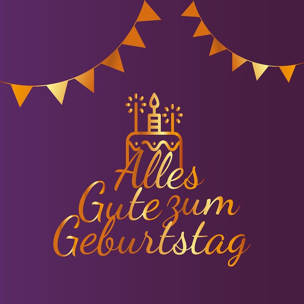 Vetor feliz aniversário em alemão, alles gute zum geburtstag auf deutsch