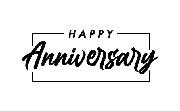 Feliz aniversário Escritos à mão com letras modernas de pincel com moldura elegante Ilustração vetorial