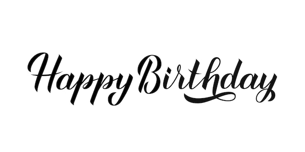 Feliz aniversário letras de caligrafia de pincel desenhadas à mão isoladas em branco Cartaz de comemoração de aniversário ou aniversário Modelo vetorial fácil de editar para banner de adesivo de panfleto de cartão de saudação tshot