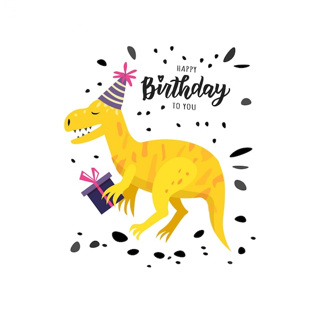 Feliz aniversário mão lettering texto. Elementos de festa de aniversário de ilustração vetorial bonito para cartaz, cartão de felicitações, modelo de banner.