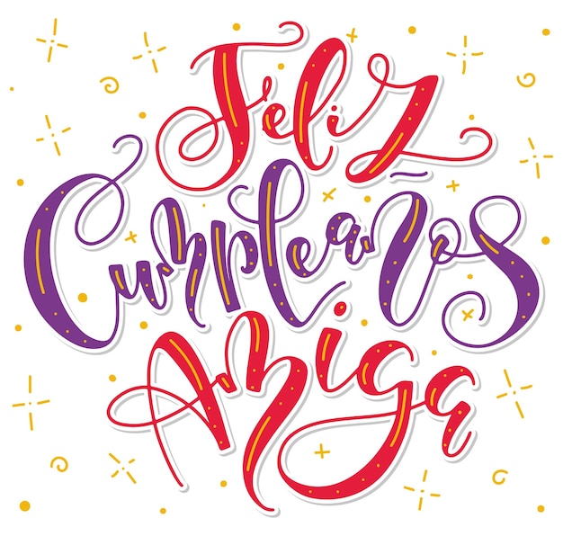 Vetor feliz aniversário namorada letras coloridas espanholas