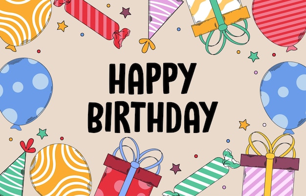 Feliz aniversário parabéns banner design